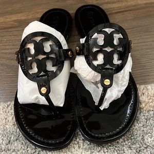 Tory Burch Miller Patent Black Sandals